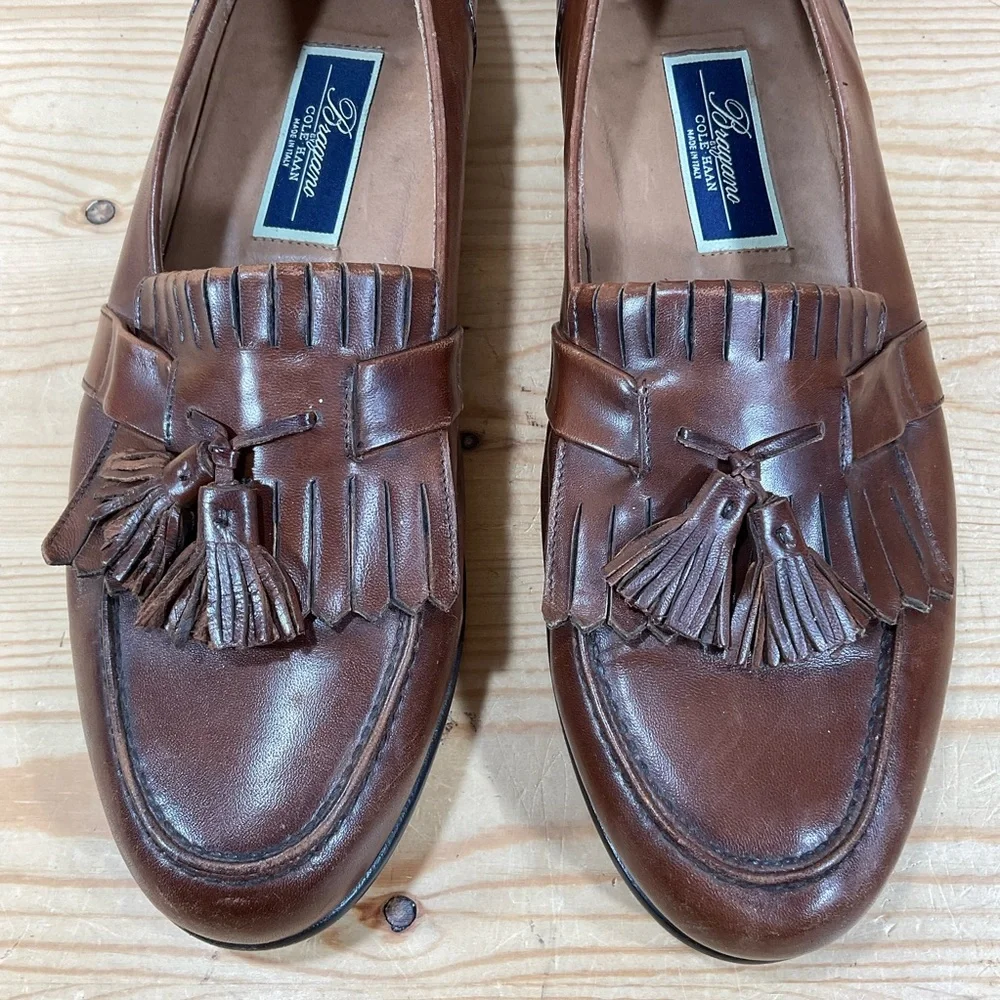 Bragano By Cole Haan Tassel Kiltie Loafers Men’s 11 M Brown Leather Casual Italy